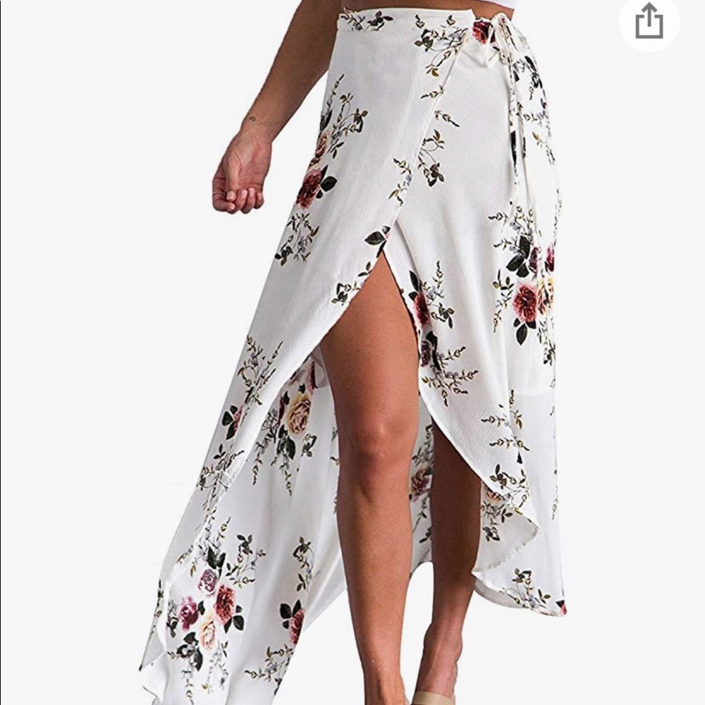 High/low wrap maxi skirt